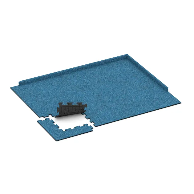 La situation d'installation typique du produit 0148 de WARCO - Tapis de fitness 18 mm, en couleur Atlantique dans les dimensions 500 x 500 x 18 mm.