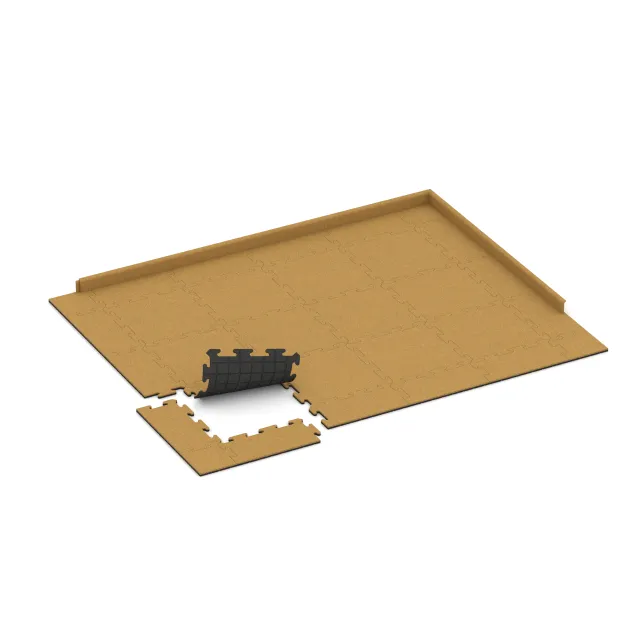 Typische Verlegung oder Einbausituation für den Artikel 6206 von WARCO - Balkon-Bodenbelag 1,8 cm – wetterfest, Farbton Zitronengelb in der Abmessung 500 x 500 x 18 mm.