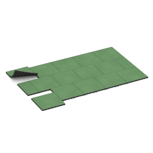 La situation d'installation typique du produit 0547 de WARCO - Dalle amortissante, en couleur Vert pâle dans les dimensions 500 x 500 x 30 mm.