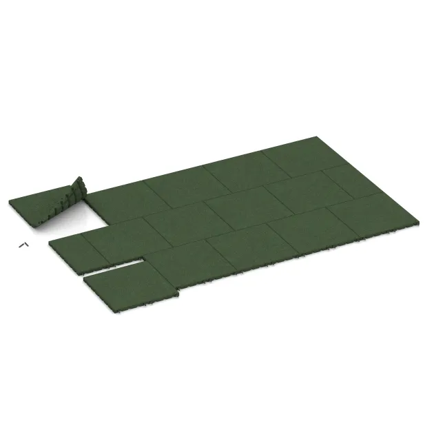 La situation d'installation typique du produit 0576 de WARCO - Dalle amortissante, en couleur Vert gazon dans les dimensions 500 x 500 x 30 mm.