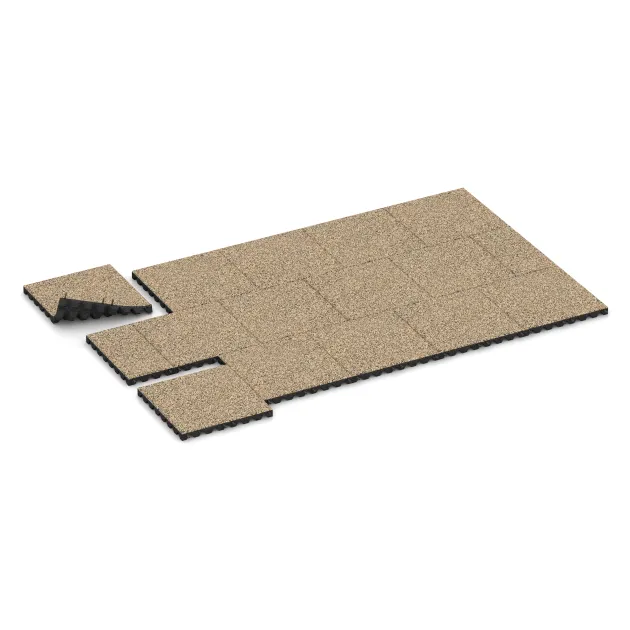 Typische Verlegung oder Einbausituation für den Artikel 0648 von WARCO - Valtegel, Farbton Travertin in der Abmessung 500 x 500 x 45 mm.