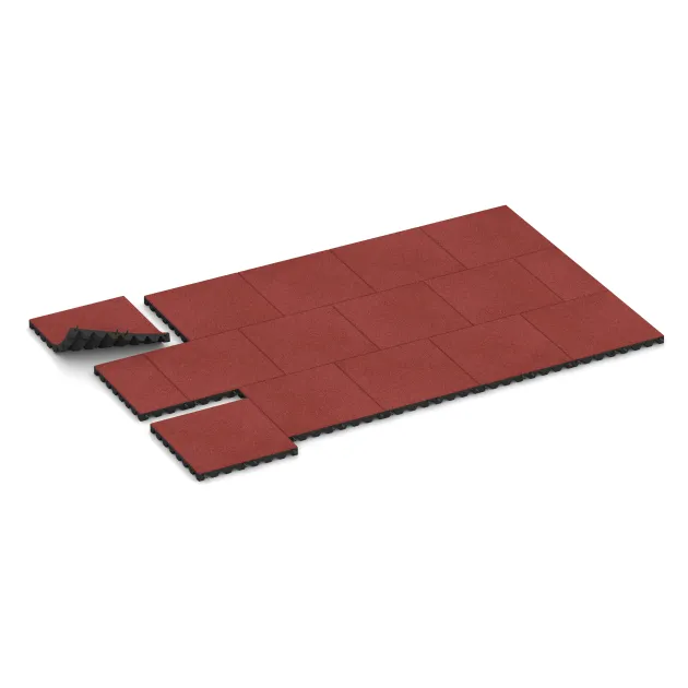 Typische Verlegung oder Einbausituation für den Artikel 0630 von WARCO - Valtegel, Farbton Koraalrood in der Abmessung 500 x 500 x 45 mm.