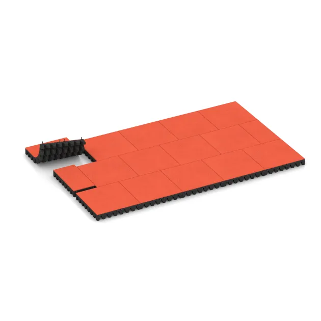 Typische Verlegung oder Einbausituation für den Artikel 0724 von WARCO - Valtegel, Farbton Felrood-Oranje in der Abmessung 500 x 500 x 80 mm.