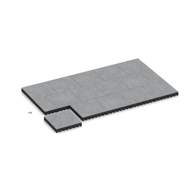 La situation d'installation typique du produit 5376 de WARCO - Dalle amortissante, en couleur Gris mélange dans les dimensions 500 x 500 x 80 mm.