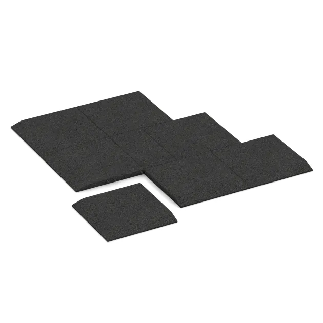 Typische Verlegung oder Einbausituation für den Artikel 0473 von WARCO - Eck-Platte (zwei Seiten abgeschrägt), Farbton Anthrazit in der Abmessung 500 x 500 x 40 mm.