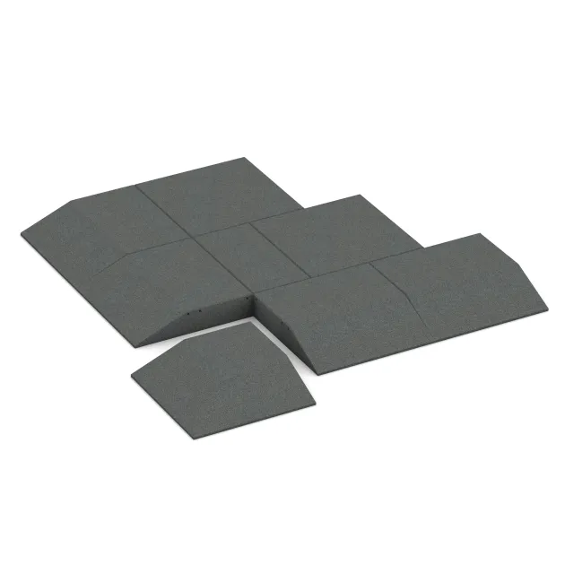 La situation d'installation typique du produit 0502 de WARCO - Dalle de coin (deux côtés biseautés), en couleur Gris ardoise dans les dimensions 500 x 500 x 100 mm.