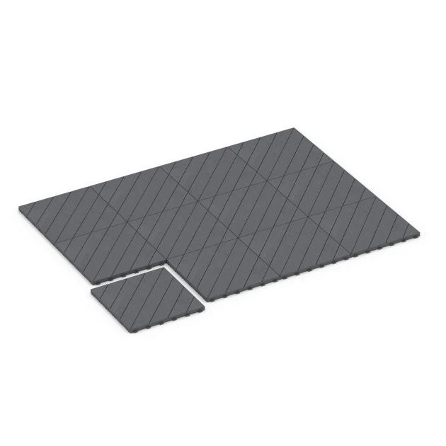 La situation d'installation typique du produit 6326 de WARCO - Point de Hongrie – Dalle clipsable, en couleur Gris argent dans les dimensions 38,5 x 38,5 x 2 cm.