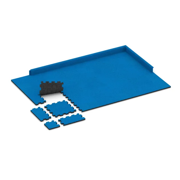 Typische Verlegung oder Einbausituation für den Artikel 4259 von WARCO - Fitnessmat Premium 2 cm, Farbton Hemelsblauw in der Abmessung 306 x 306 x 20 mm.