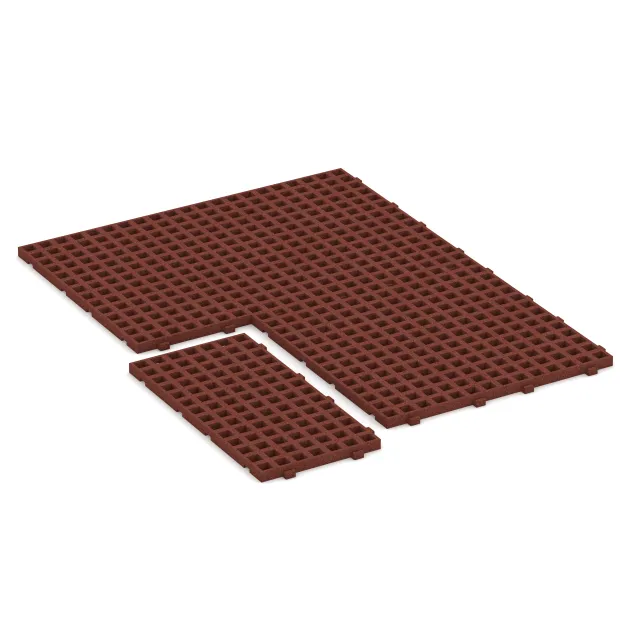 Typische Verlegung oder Einbausituation für den Artikel 5275 von WARCO - Valtegel grasrooster speelplaats, Farbton Baksteenrood in der Abmessung 1000 x 500 x 45 mm.