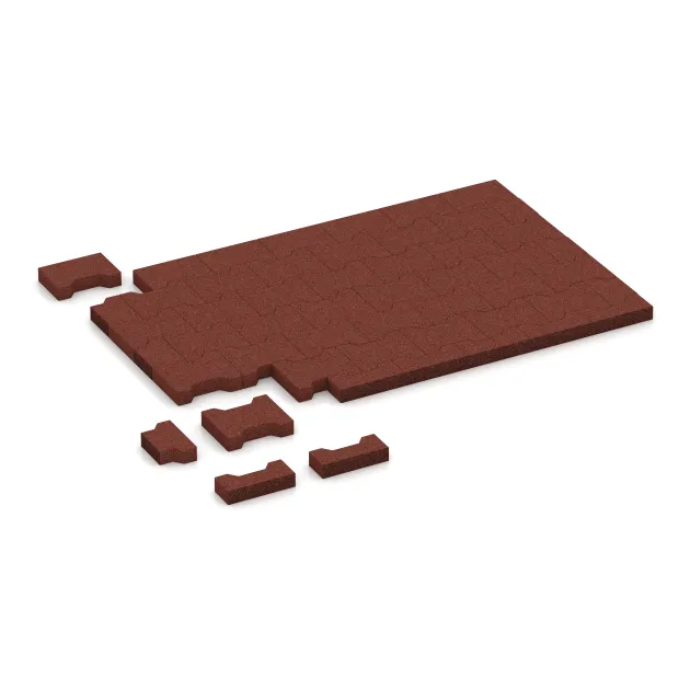 Typische Verlegung oder Einbausituation für den Artikel 4460 von WARCO - Rubber H-tegel, Farbton Baksteenrood in der Abmessung 200 x 165 x 43 mm.