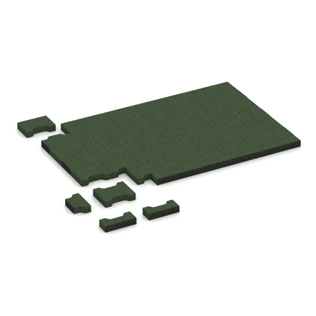 Typische Verlegung oder Einbausituation für den Artikel 5267 von WARCO - Rubber H-tegel, Farbton Grasgroen in der Abmessung 200 x 165 x 43 mm.