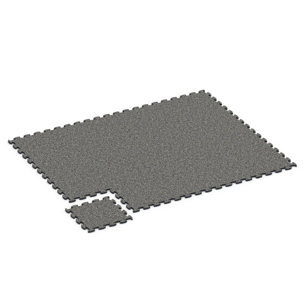 Typische Verlegung oder Einbausituation für den Artikel 6859 von WARCO - Fitness Max vloersysteem, Farbton Donkergrijs graniet in der Abmessung 44,6 x 44,6 x 1,8 cm.
