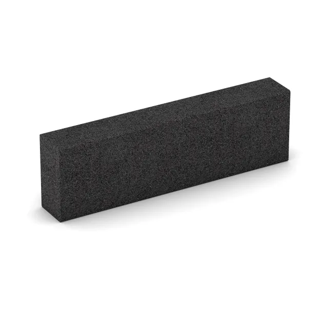 La photo de la face arrière asymétrique d’un produit WARCO 2602: Bloc de marche en caoutchouc, en couleur Anthracite, dans les dimensions 1000 x 300 x 150 mm.