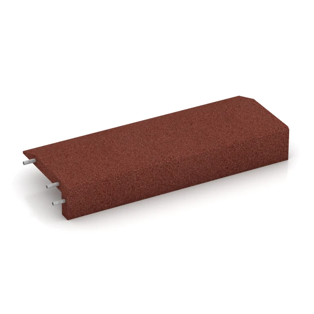 La photo de la face arrière asymétrique d’un produit WARCO 2606: Bordure en caoutchouc en forme de L, en couleur Rouge brique, dans les dimensions 100 x 40 cm | 4,5/14,5 cm.