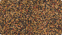 L'échantillon en couleur Terre cuite de WARCO pour les surfaces d'aspect naturel, fabriqué à partir de granulat de caoutchouc EPDM entièrement coloré.